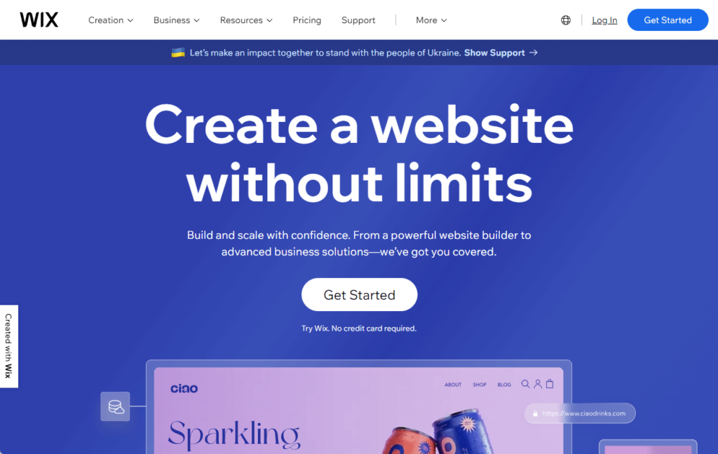 create a website without limits with wix