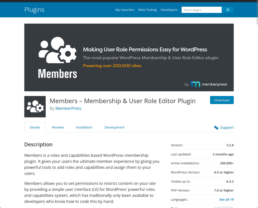 Members – Membership & User Role Editor Plugin By MemberPress