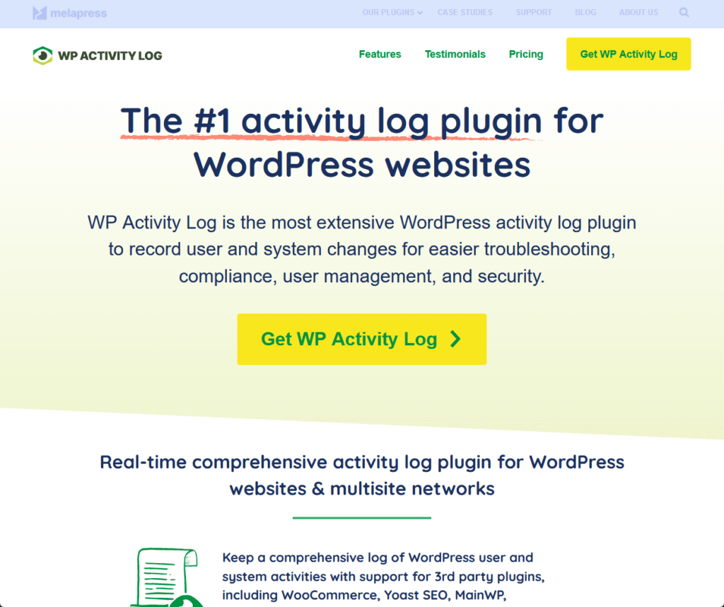 WP Activity Log: The #1 activity log plugin for WordPress websites
