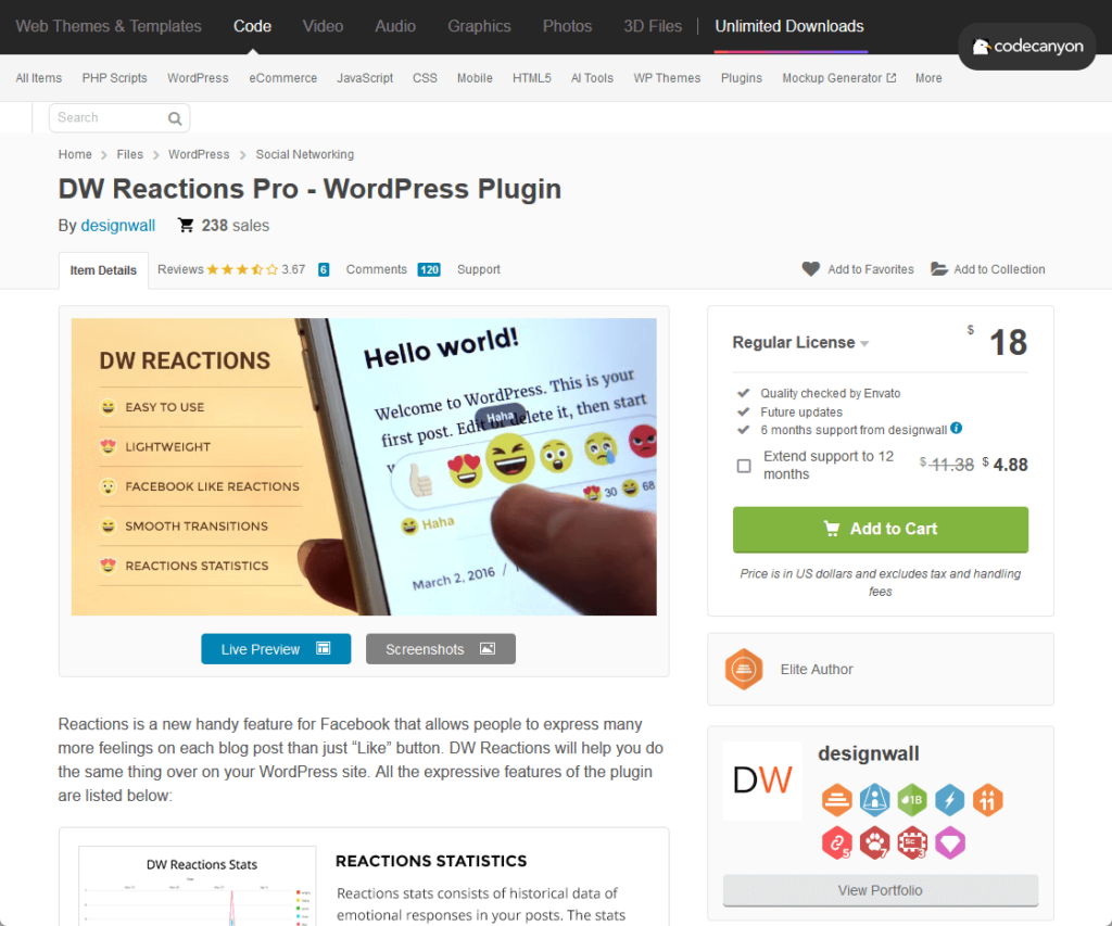 DW Reactions Pro - WordPress Plugin