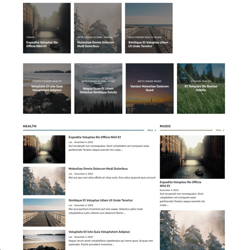 second part of the generatepress info demo site